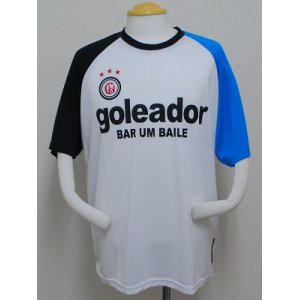 画像: goleador　クレイジーパターンプラシャツ　ホワイト×ターコイズ